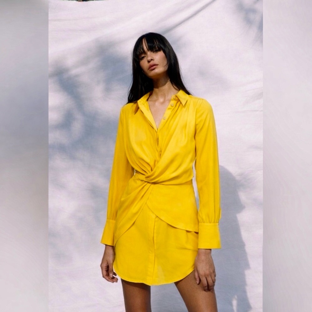 Acler Elegant Yellow Wrap Dress - Picture 1 of 10